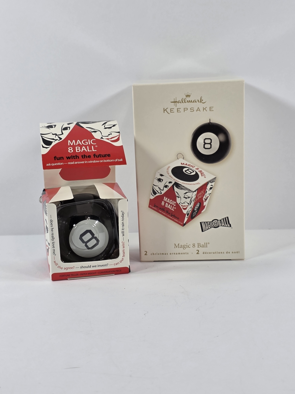Hallmark Keepsake Christmas Tree Ornament Collection Magic 8 Ball 2 Piece Set